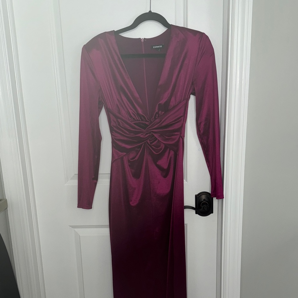 Express Deep Purple Long Sleeve Dress
